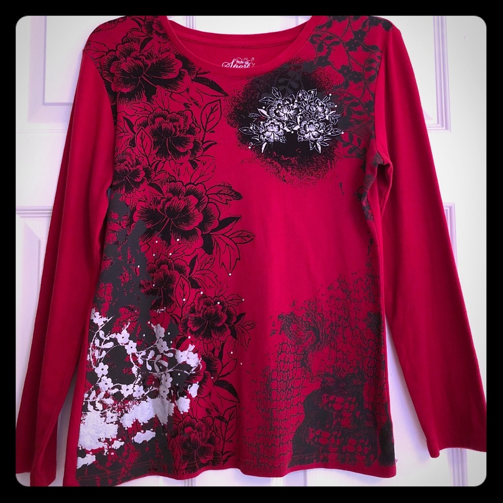 Style & Co. Sport Red Long Sleeve Knit Top L